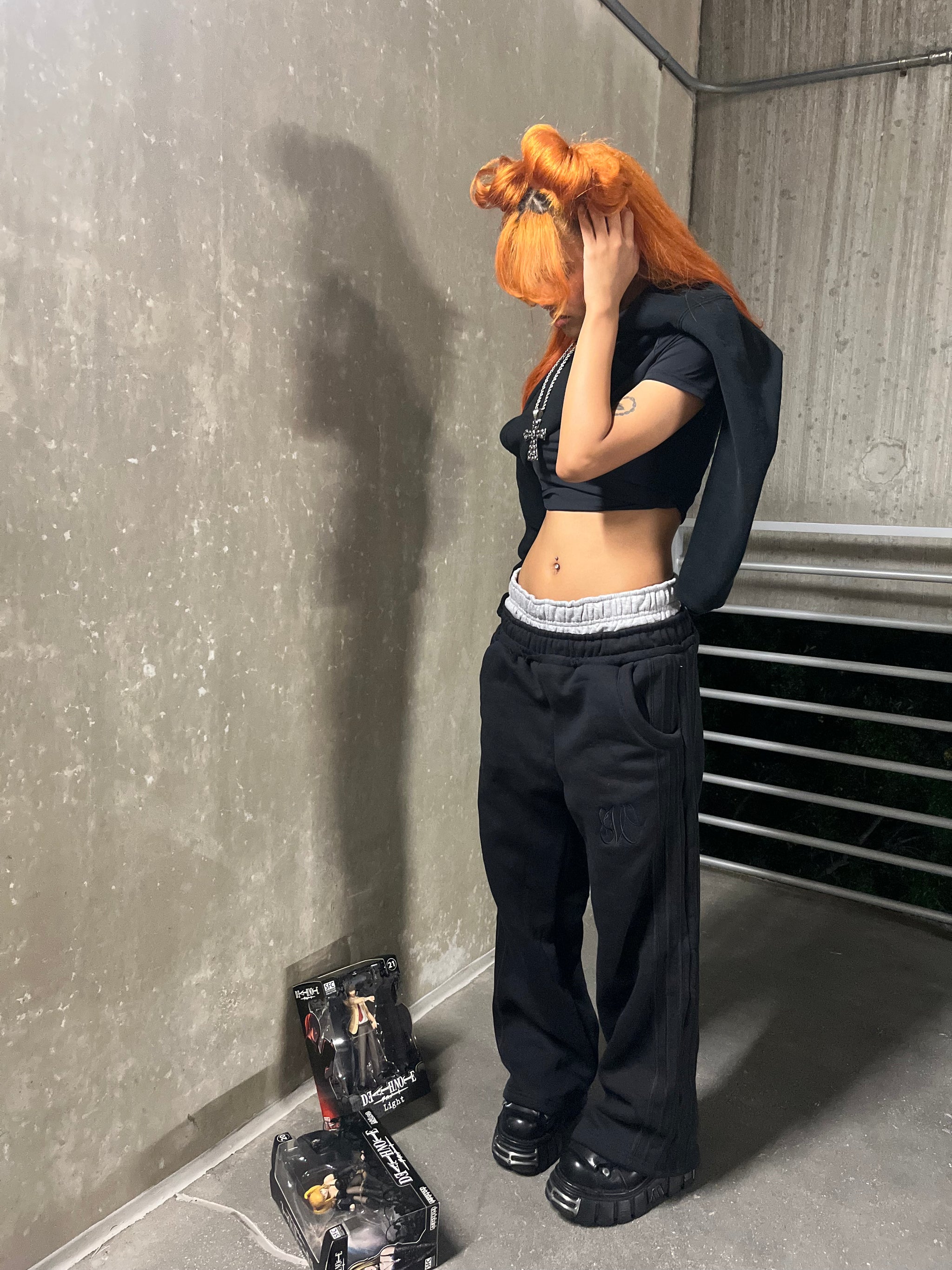 ★LUV IS TRUE★ PA LAYERED PANTSBLACK Kuro* Double Layered Trackpants – Lifeofevo